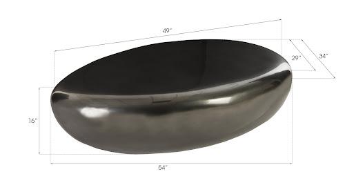 Phillips River Stone Coffee Table, Liquid Silver, Large Silver