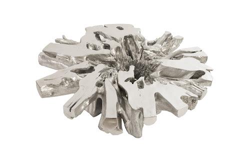 Phillips Abyss Cast Root Coffee Table With Glass Silver Leaf