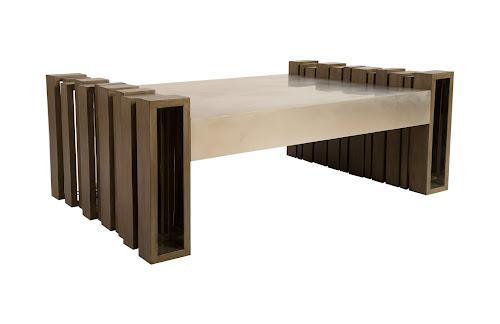Phillips Barcode Coffee Table Mahogany Stainless Steel