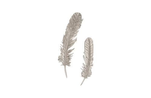 Phillips Feathers Wall Art Small Silver Leaf Set of 2