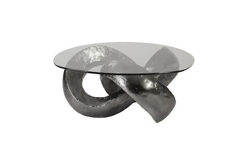 Phillips Trifoil Coffee Table Liquid Silver w/Glass