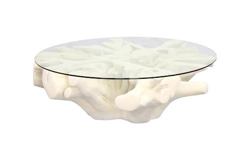 Phillips Sono Cast Root Coffee Table, With Glass Roman Stone