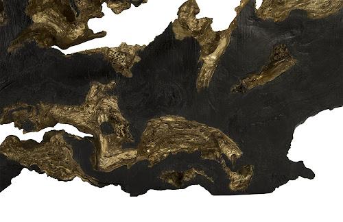 Phillips Burled Root Wall Art Large Black and Gold Leaf