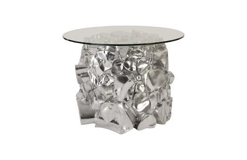 Phillips Cairn Side Table Resin Silver Leaf