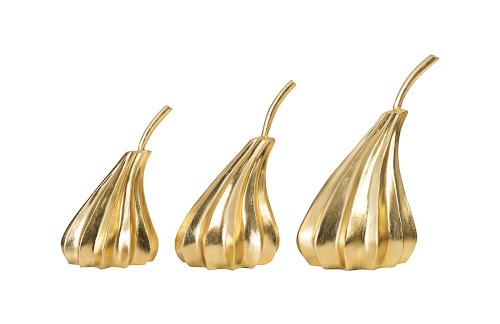 Phillips Hand Dipped Pears Set of 3 Gold Leaf