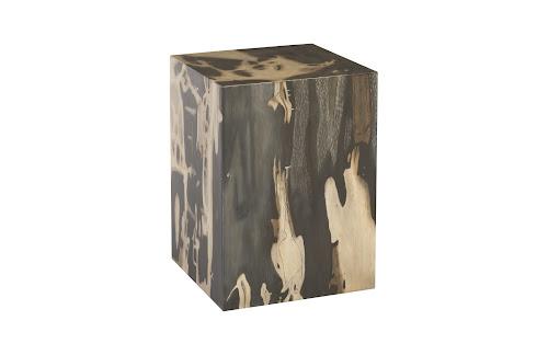 Phillips Cast Petrified Wood Stool Resin Square