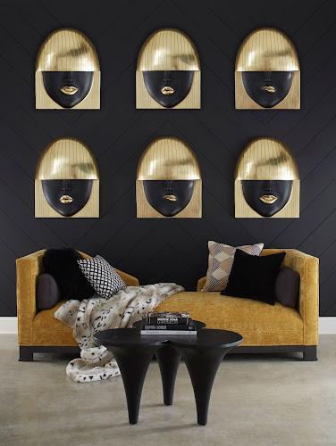 Phillips Fashion Faces Wall Art Large Smile Black and Gold Leaf