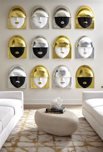 Phillips Fashion Faces Wall Art Large Kiss Black and Gold Leaf