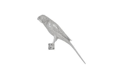 Phillips Parrot Looking Left Wall Art Resin Silver Leaf