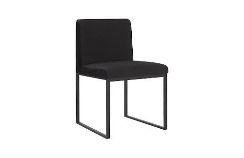 Phillips Frozen Dining Chair Black Velvet Fabric Matte Black Metal Frame