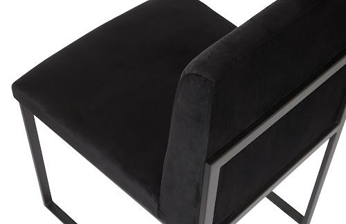 Phillips Frozen Dining Chair Black Velvet Fabric Matte Black Metal Frame
