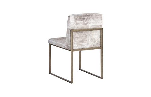 Phillips Frozen Dining Chair Beige Mist Fabric Antique Brass Metal Frame