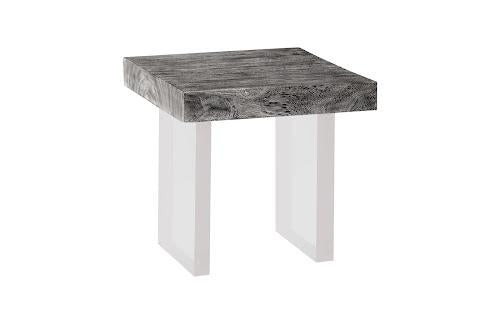 Phillips Floating Side Table Gray Stone Acrylic Legs