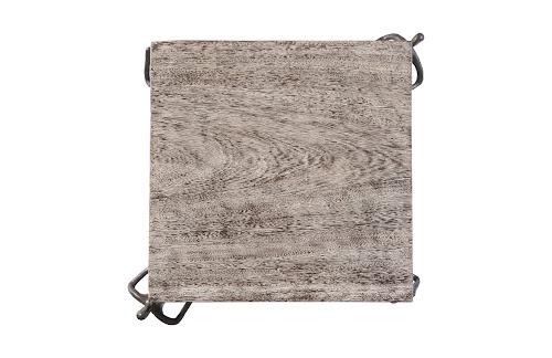 Phillips Atlas Side Table Chamcha Wood Gray Stone Finish Metal
