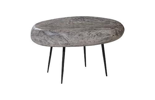 Phillips Skipping Stone Side Table Gray Stone Forged Legs
