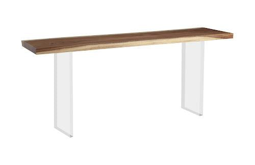 Phillips Floating Console Table, Acrylic Legs Brown