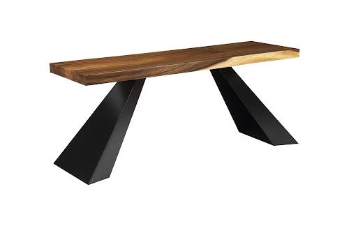 Phillips Tapered Wood Console Black Metal Legs