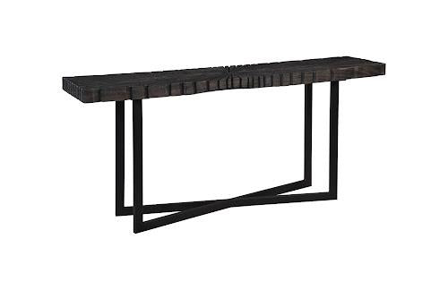Phillips Chainsaw Console Table Burnt Black Black Iron Cross Base