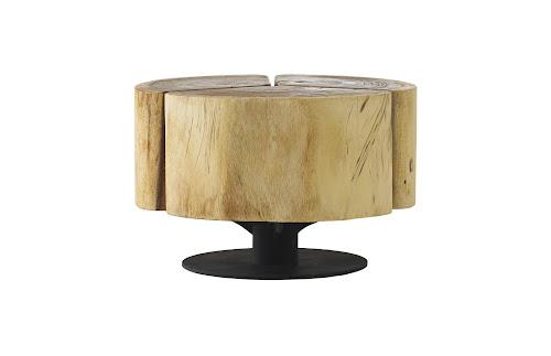 Phillips Clover Coffee Table Chamcha Wood Natural Finish Metal Base