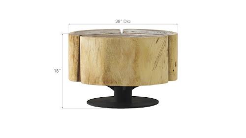 Phillips Clover Coffee Table Chamcha Wood Natural Finish Metal Base
