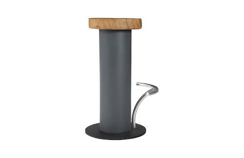 Phillips Concrete Bar Stool Chamcha Wood Top Stainless Steel Footrest