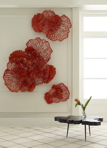 Phillips Flower Wall Art Large Coral Metal