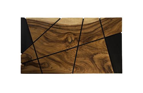 Phillips Criss Cross Coffee Table on Black Iron Legs Chamcha Wood
