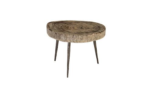 Phillips Crosscut Coffee Table Gray Stone Forged Legs