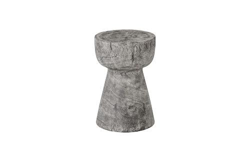Phillips Curved Wood Stool, Thin Gray Stone