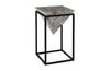 Phillips Collection Inverted Pyramid Gray Stone Wood/Metal Black Lg Side Table