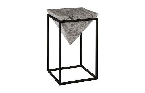Phillips Inverted Pyramid Side Table Gray Stone Wood/Metal Black LG