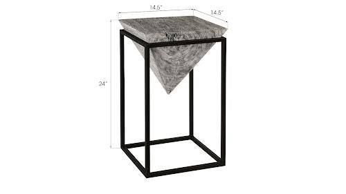 Phillips Inverted Pyramid Side Table Gray Stone Wood/Metal Black LG