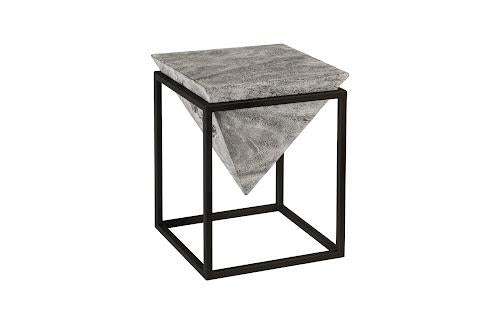 Phillips Inverted Pyramid Side Table Gray Stone Wood/Metal Black SM