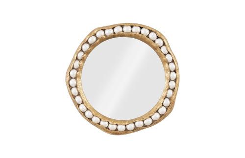 Phillips Pearl Mirror, Gold Leaf Round