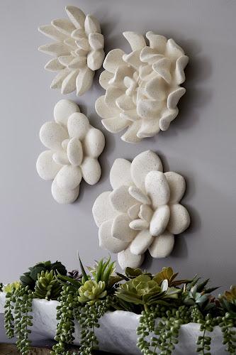 Phillips Laui Succulent Wall Art White Stone