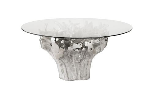 Phillips Root Small Silver Dining Table Base With Glass
