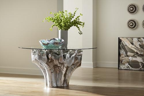 Phillips Root Small Silver Dining Table Base With Glass