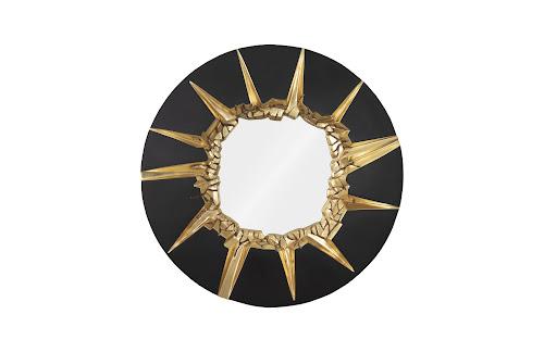 Phillips Circular Cracked Mirror Black & Gold
