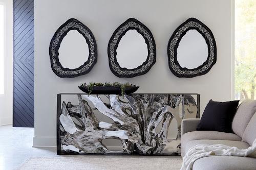 Phillips Geode Mirror, Black And Silver Matte