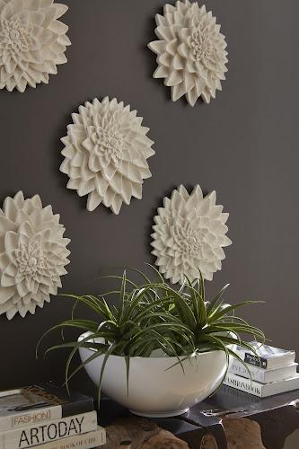 Phillips Dahlia Flower Wall Art, White Stone White