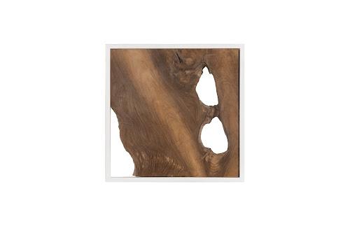 Phillips Framed Slice Wall Tile, Teak Wood, White Frame Brown