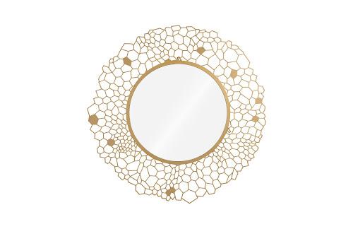 Phillips Round Honeycomb Mirror Brass Gold