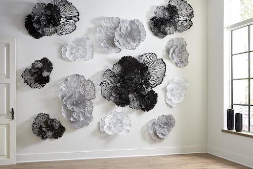 Phillips Flower Wall Art, Small, Black, Metal Black