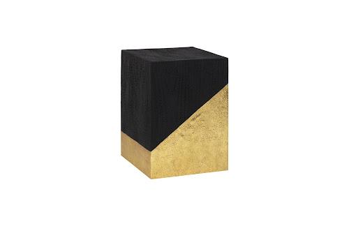 Phillips Scorched Side Table Black and Gold Leaf