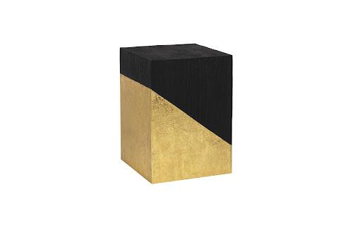 Phillips Scorched Side Table Black and Gold Leaf