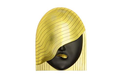 Phillips Fashion Faces Wall Art, Large Her Right Wave Black and Gold
