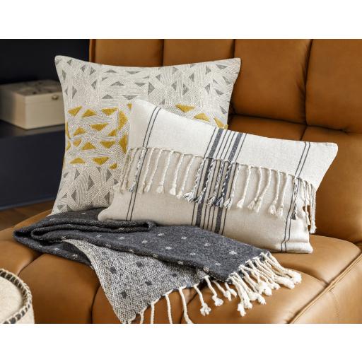 Surya Linen Stripe Embellished LSP-003 Pillow Kit