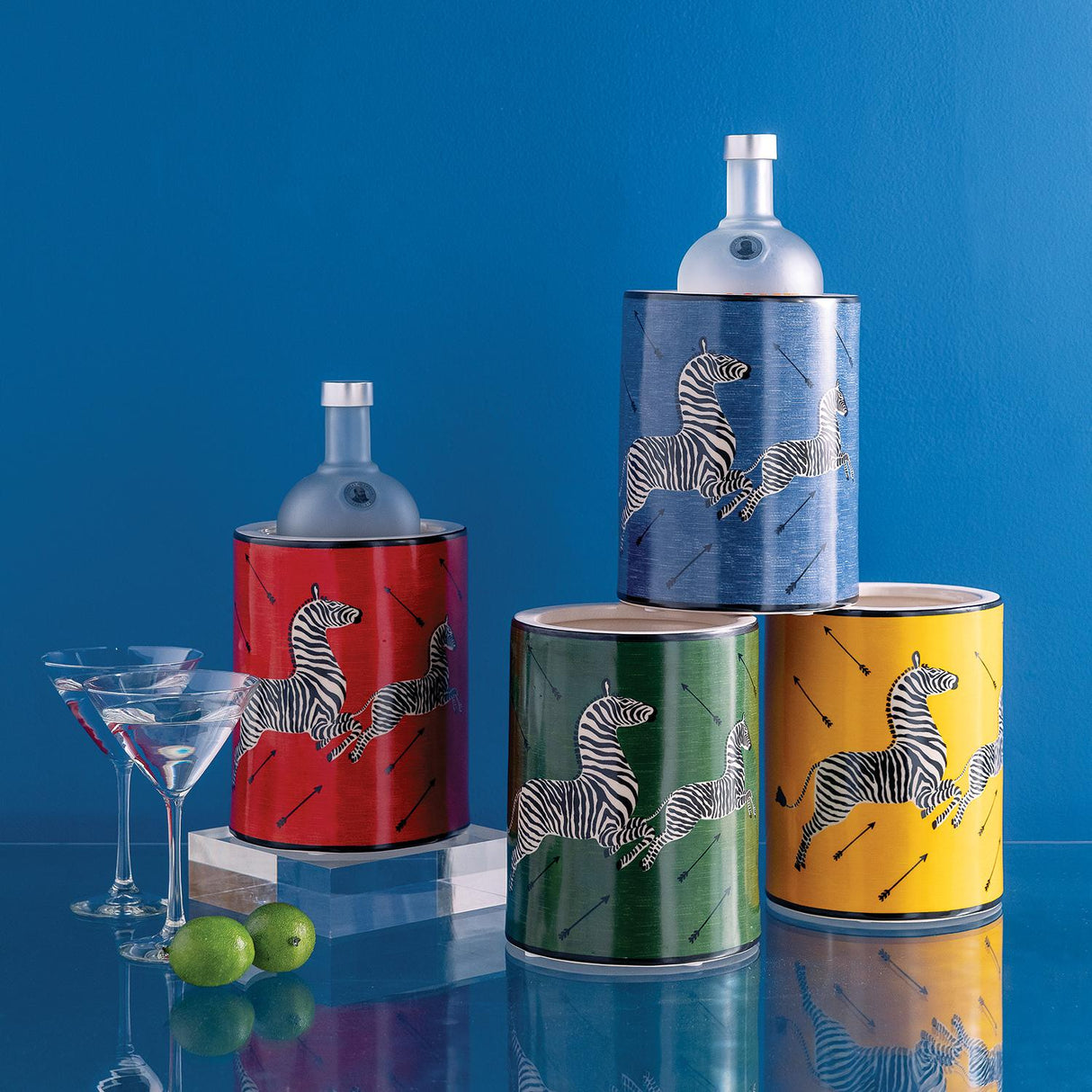 Scalamandre Maison Le Zebre Red Ice Bucket