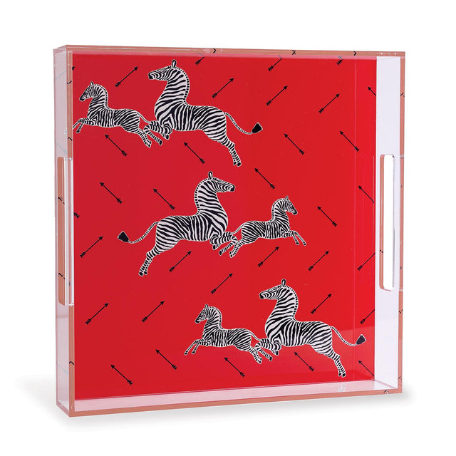 Scalamandre Maison Le Zebre Red Tray