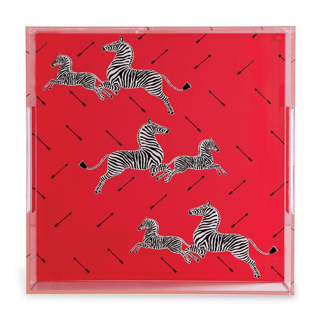 Scalamandre Maison Le Zebre Red Tray